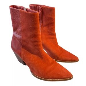 Anthropologie Vibrant Red Heeled Boots
